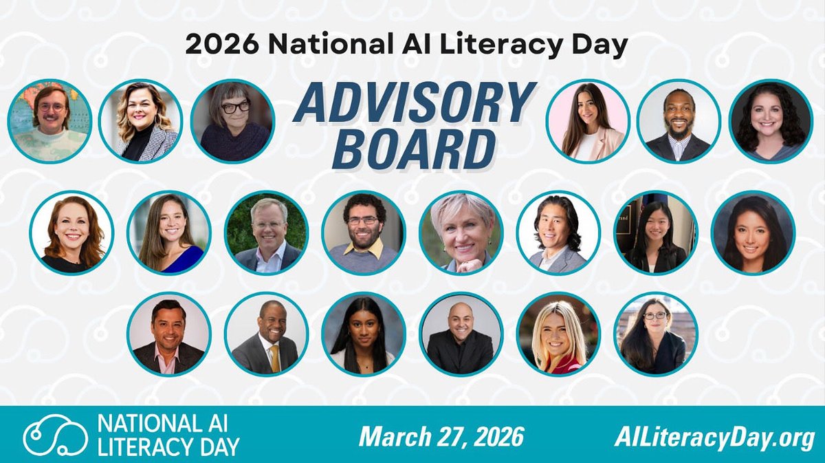 Jason B. Allen (@jburkeallen) on Twitter photo Introducing the National AI Literacy Day 2026 Advisory Board!
Learn more about the Advisory Board and their role in shaping National AI Literacy Day: lnkd.in/gQ_2R5nN
Proud to represent the <a href="/NationalParents/">National Parents Union</a>
Mark your calendars for AI Literacy Day on March 27, 2026! Introducing the National AI Literacy Day 2026 Advisory Board!
Learn more about the Advisory Board and their role in shaping National AI Literacy Day: lnkd.in/gQ_2R5nN
Proud to represent the <a href="/NationalParents/">National Parents Union</a>
Mark your calendars for AI Literacy Day on March 27, 2026!