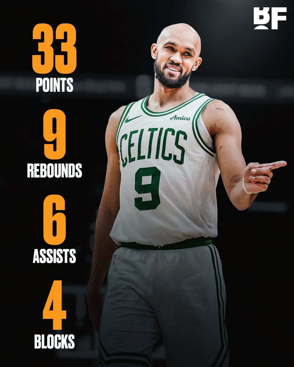 bballforever_'s tweet photo. Derrick White in Boston's win tonight: 

🔸33 PTS 
🔸9 REB
🔸6 AST
🔸4 BLK 
🔸43% FG
🔸35% 3PT https://t.co/w0c3SA1Gg7