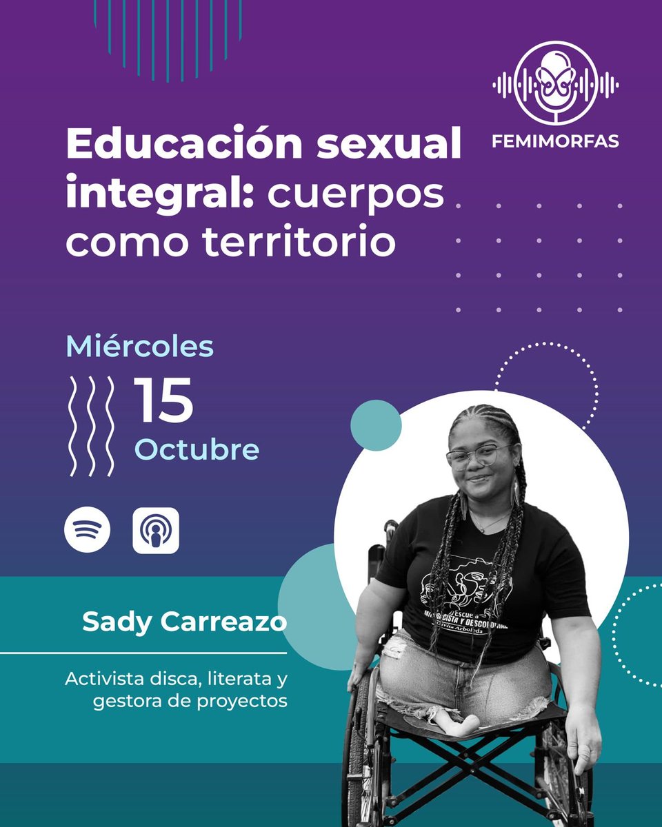 🎙️Nuevo episodio de Femimorfas Podcast 🎙️
Junto a Sady exploramos cómo la educación sexual integral fortalece la autonomía de las mujeres con discapacidad y reivindica su derecho a decidir desde la libertad, la dignidad y la plenitud.    
Escúchalo aquí:
shorturl.at/jPFsL