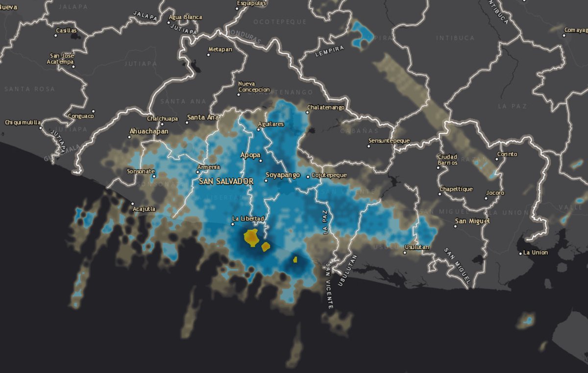 📌#ElObservatorioInforma
Imagen de radar

Persisten las lluvias sobre los departamentos de la zona paracentral  y  zona centro de San Vicente, Usulután y norte de Sonsonate.