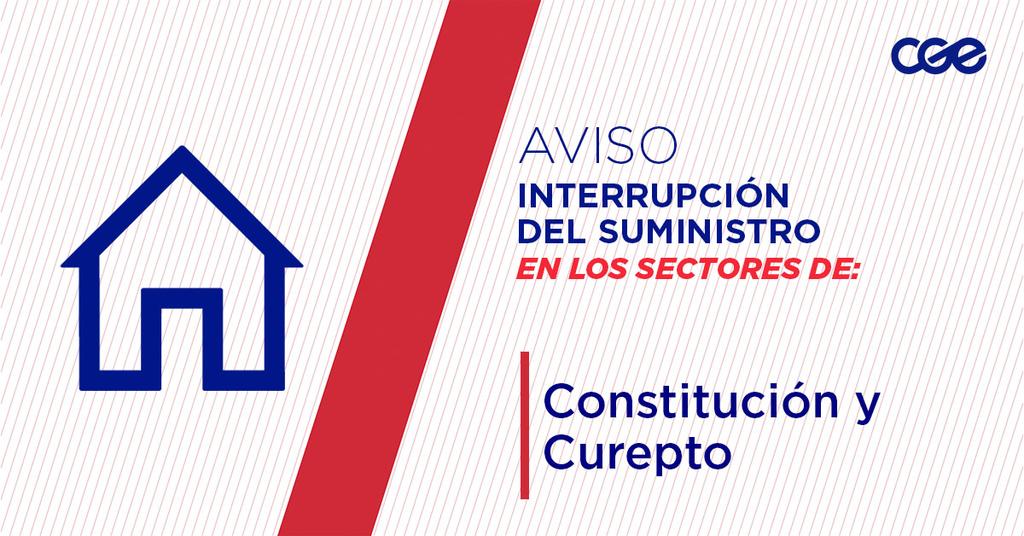 Informamos a nuestros clientes de las Rutas J-52-K, Oñederra, Vial, Freire, Bulnes; en las comunas de #Constitución y #Curepto, la interrupción del suministro eléctrico. Nuestro personal de emergencia ya está informado.
