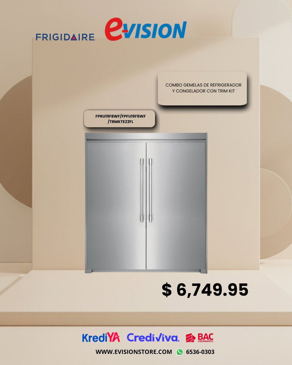 evisionstore's tweet photo. Tu cocina merece lo mejor.
Refrigeradoras gemelas que combinan  elegancia, tecnología y espacio para que todo tenga su lugar. Con  modelos de Whirlpool, Frigidaire, Hisense, Sankey y Drija, transforma tu  hogar con el equilibrio perfecto entre diseño y funcionalidad. https://t.co/tnYZqUzhQE