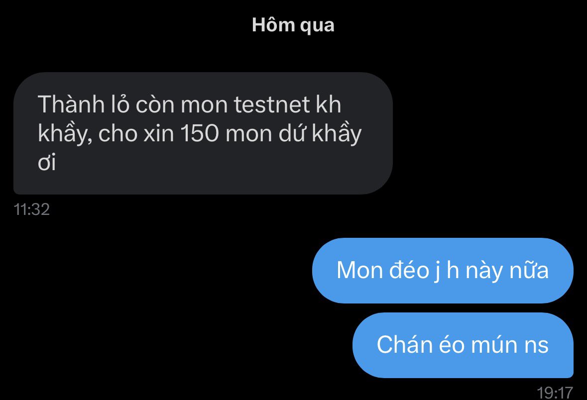 Chạm đáy nỗi đau..!!
Tạch $MON đã buồn lắm rồi mà còn xin MON test nữa 🤣🤣 Moẹ

#ZamaCreatorProgram tháng này post ít quá cũng không biết lọt top 1000 không đây?