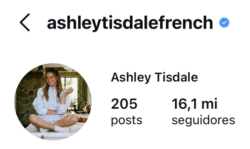 Ashley Tisdale alterou seu user no Instagram.