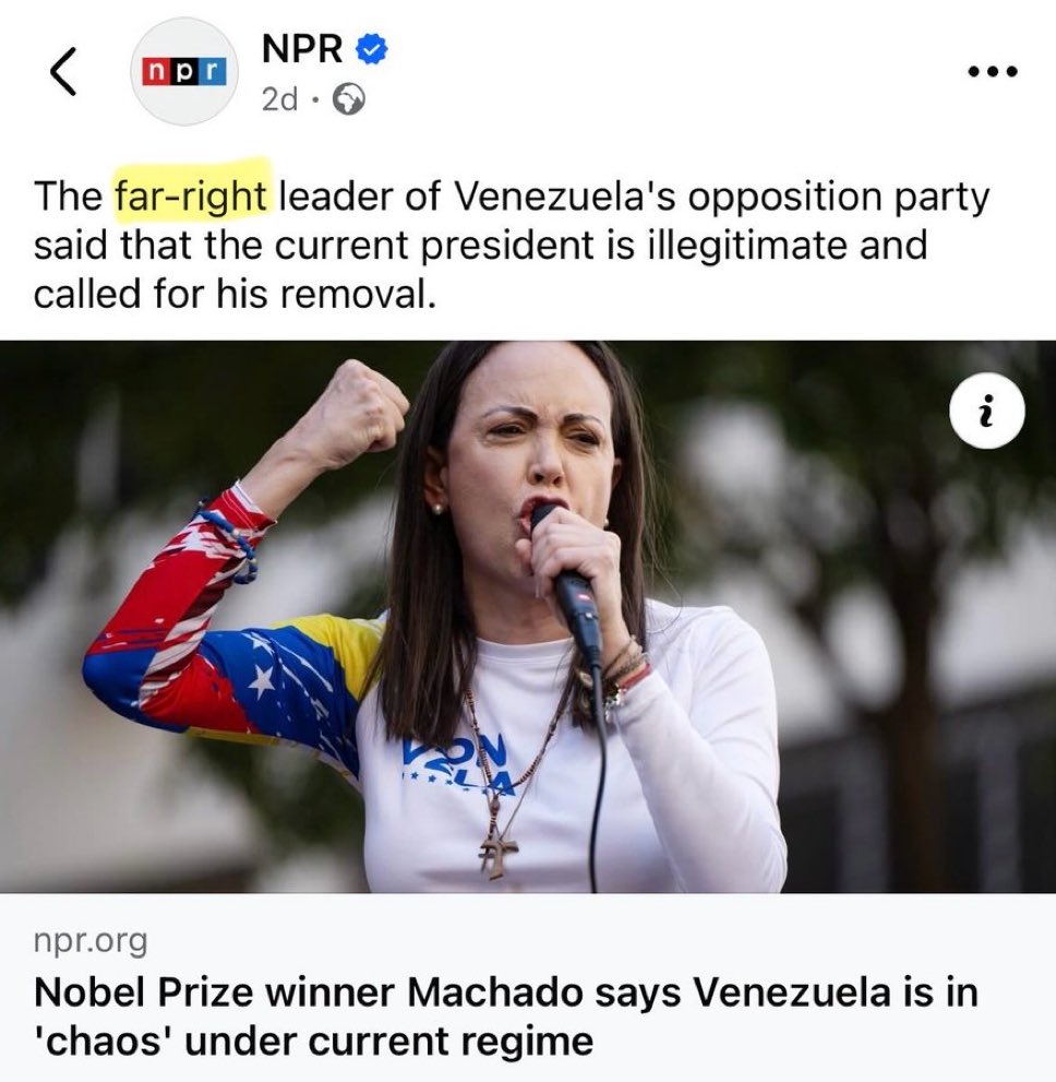 AGHamilton29's tweet image. I would love to know what exactly makes Nobel Prize winner María Corina Machado “far right”…