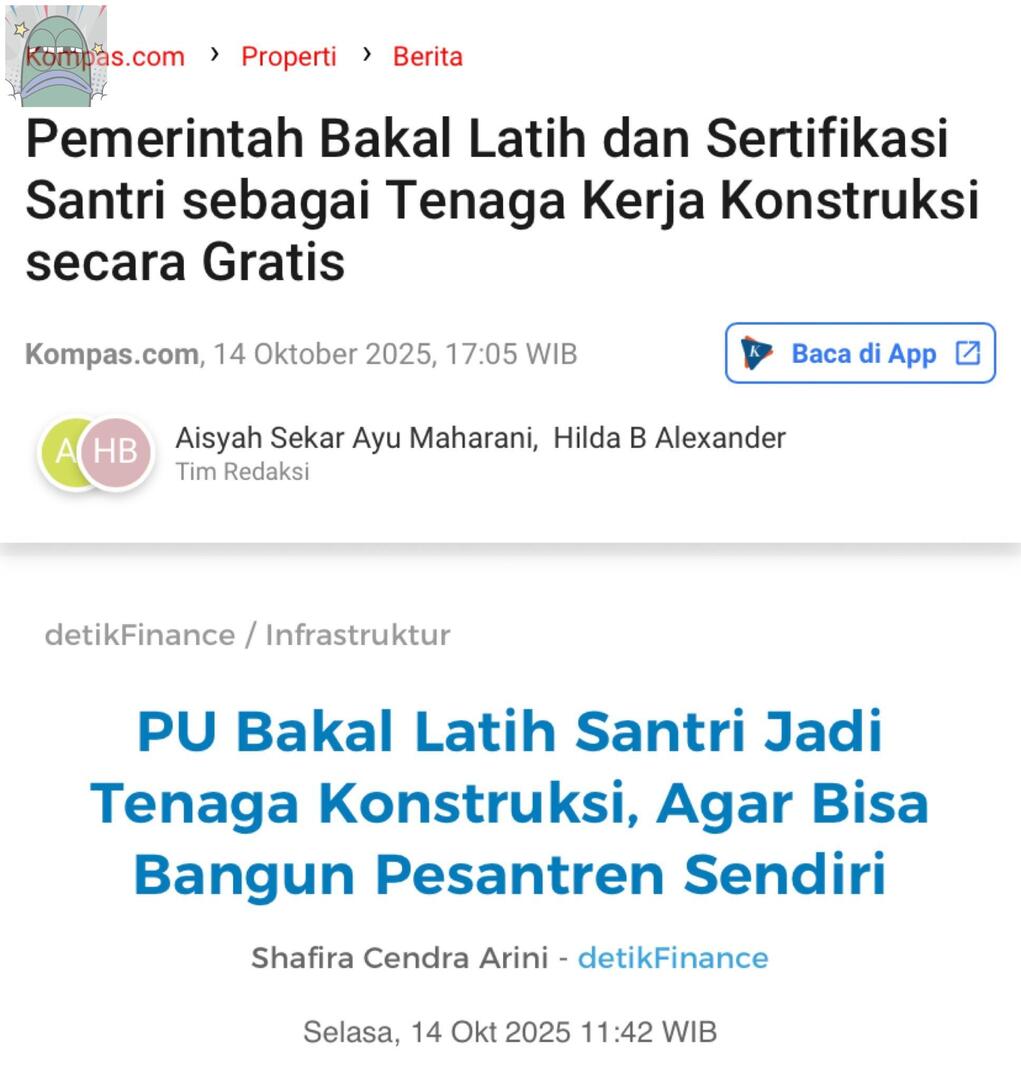 💚 kaget? ya enggak lah 🫴🏻,  ketatin IMB (krn kasus ponpes ambruk banyak yg tewas) untuk ponpes ❎  kasih santri sertifikasi utk tenaga konstruksi ✅