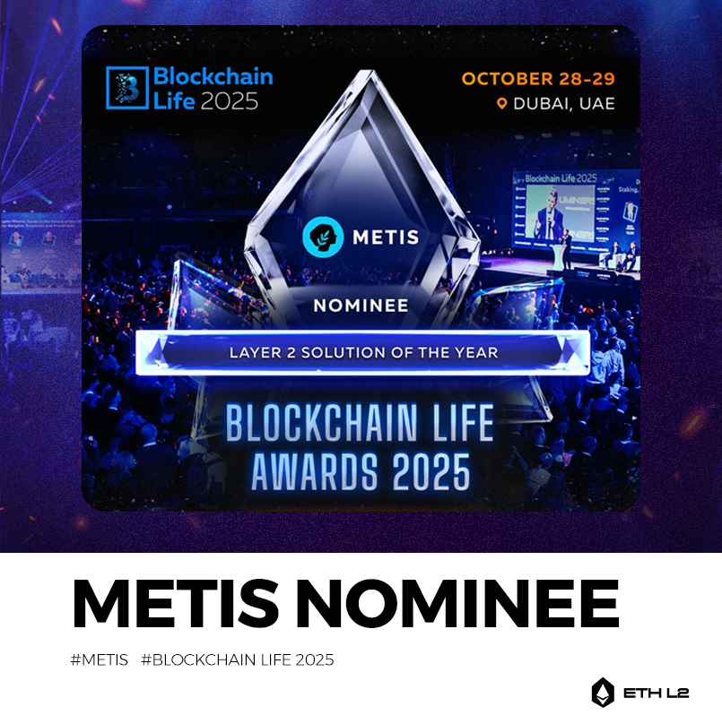 🏆 Nominations for the Blockchain Life Awards 2025 by 
<a href="/BlLife_Forum/">Blockchain Life 2025</a> are live—and <a href="/MetisL2/">Metis🌿</a> is on the list.

Voting runs until October 24th via the Telegram Mini App.

If you’ve been following the growth of decentralized infrastructure and L2 innovation this year, you know where