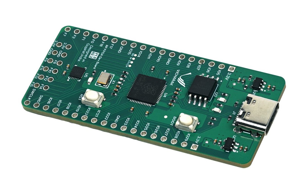 cnxsoft's tweet image. $4 FPGA development board
cnx-software.com/2025/10/16/4-s…
The Made-in-India @Vicharak_In Shrike-lite board combines a 1K LUT Renesas Electronics ForgeFPGA with a Raspberry Pi RP2040 microcontroller. It offers two 18-pin GPIO headers, one PMOD-compatible header, a USB-C port for power…