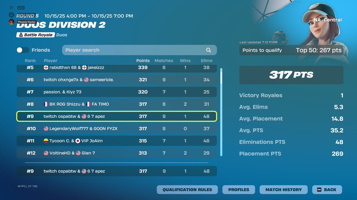 Qualed Div 1 with <a href="/ospabtw/">Ospa</a> <a href="/FNCompetitive/">Fortnite Competitive</a>