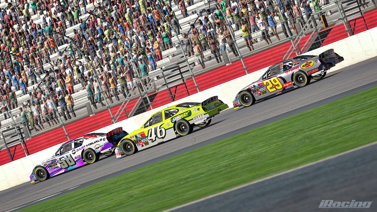 Extremely hard fought P13. Memory leak issue caused my game to turn into a slide show for 100 laps and made it impossible to race for position closely.

Engine 29 was sporty despite the inferior motor oil. Looking forward to North Wilkesboro!