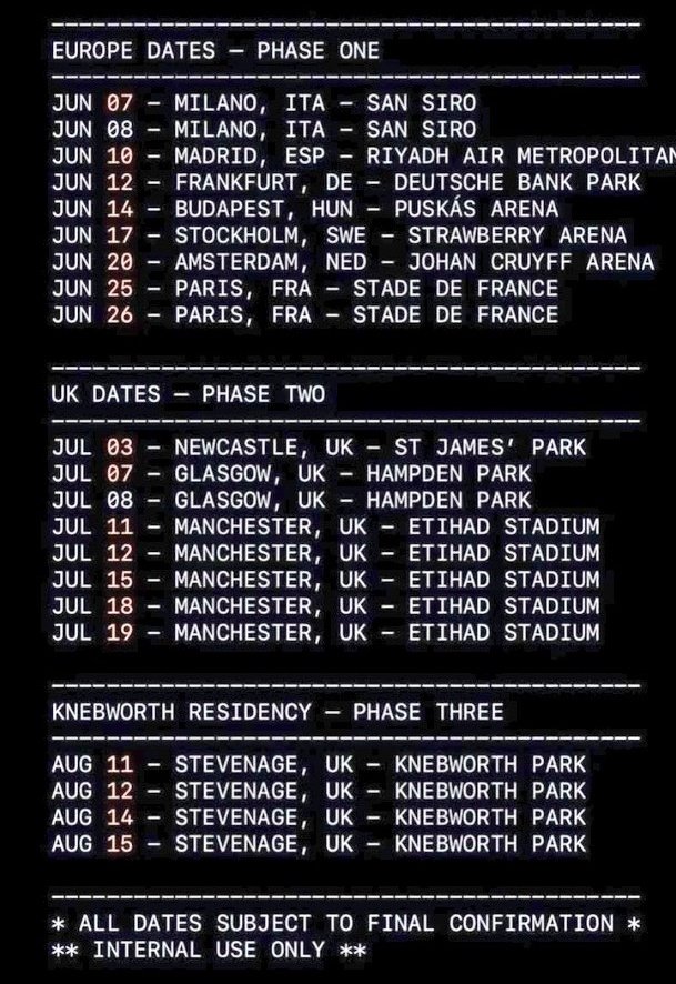 oasisworld_'s tweet image. OASIS EUROPEAN TOUR ITENIARY?

#oasislive26