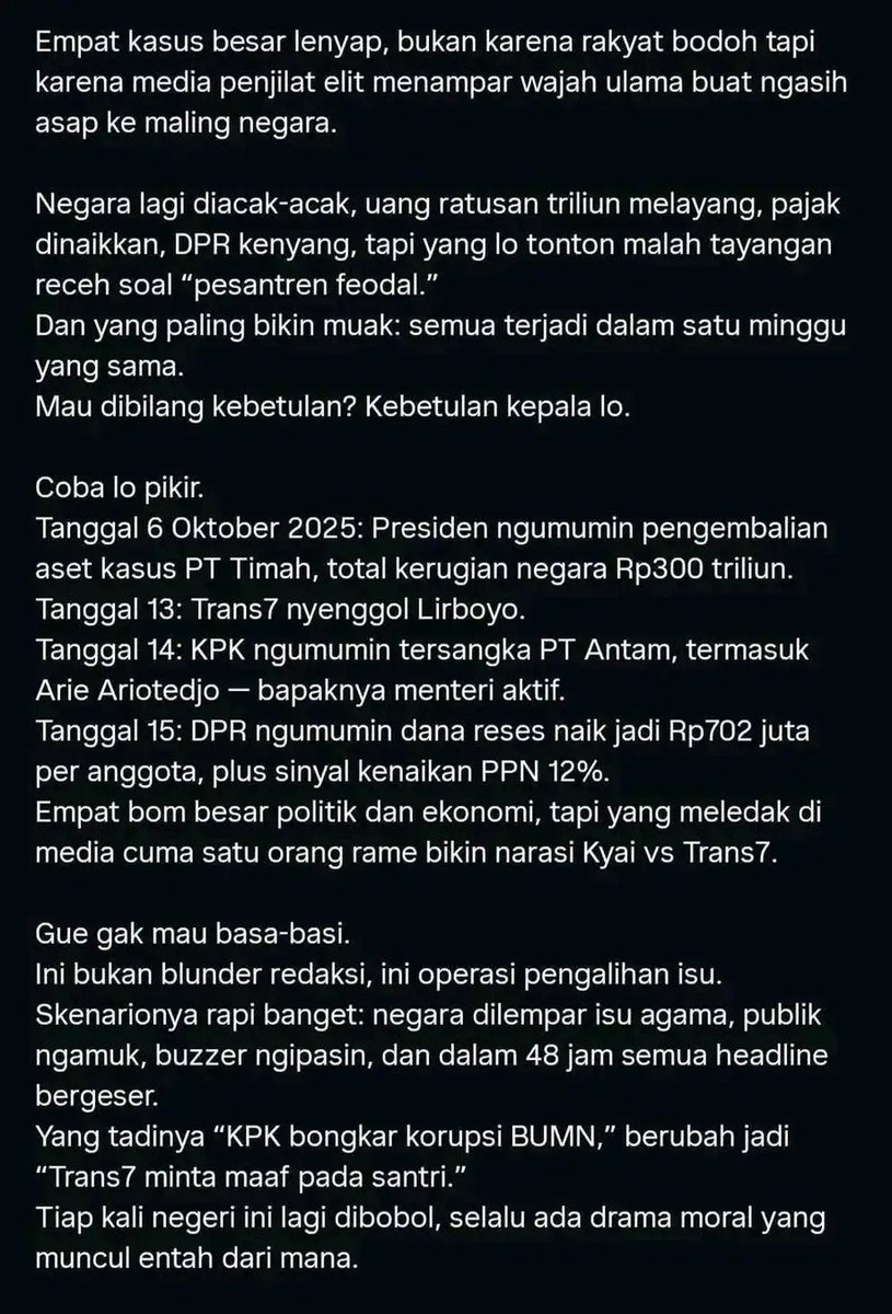 <a href="/NarasiNewsroom/">Narasi Newsroom</a> Make sense gak sih? Yg dikejar yg langsung bersenggolan sama rakyat, yg lain, anyep.
Kebetulan? Terlalu kebetulan 🤔