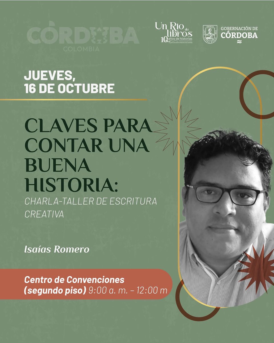 Nos vemos mañana en <a href="/Unriodelibros/">FeriaLibroMontería</a> gracias al <a href="/Banrepcultural/">Banrepcultural</a> en Montería <a href="/GobCordoba_/">Gobernación de Córdoba</a>