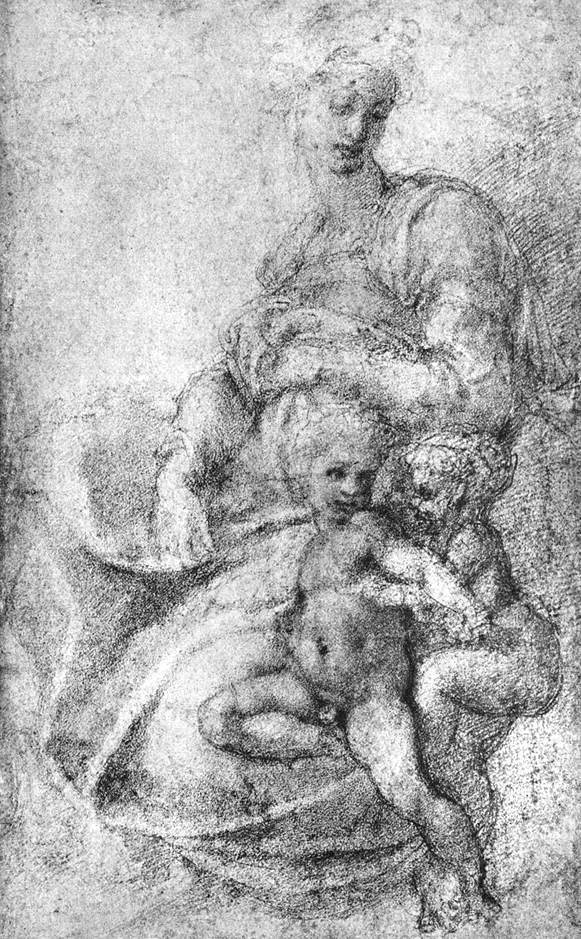 fanmichelangelo's tweet image. Madonna, Child and St.John the Baptist #artbots #michelangelo