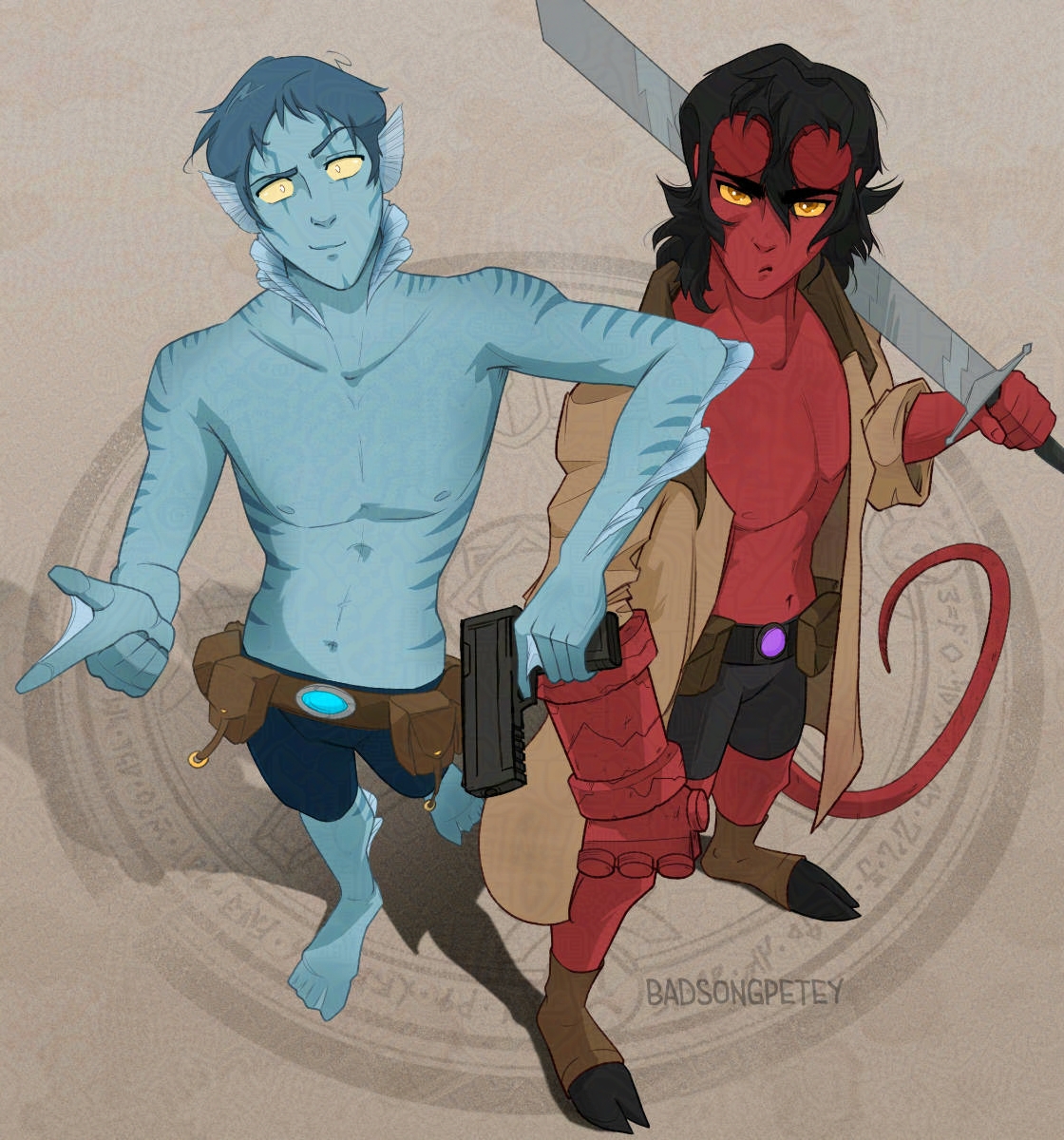Fighting supernatural evil and shirts. Do yourself a favor and watch Hellboy 2004 this Halloween.
#klance #Hellboy #Voltron