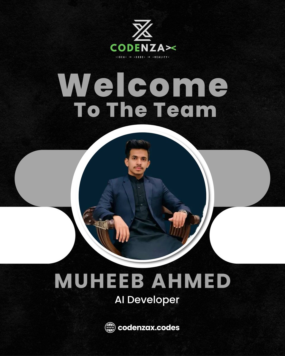 zaryabzorroo's tweet image. Welcome to the Team, Muheeb Ahmed!
CodenzaX is excited to have you onboard as an AI Developer.
🌐 codenzax.codes
#CodenzaX #AIDeveloper #ArtificialIntelligence #TechInnovation #FutureOfTech #TeamCodenzaX #NewHire #SoftwareEngineering