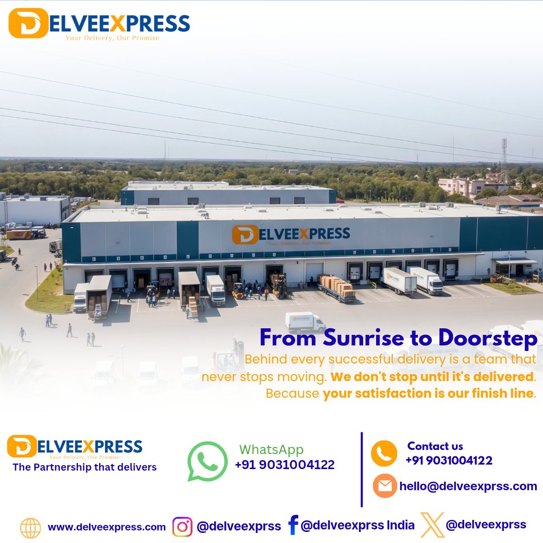 delveexpress's tweet photo. From sunrise to doorstep — DELVEEXPRESS delivers with speed, precision, and care. 🚛
Your delivery, our promise. 💼
📞 +91 9031004122 | ✉️ hello@delveexprss.com
#Delveexpress #Logistics #Delivery #ExpressCargo https://t.co/SNshTkpJsm