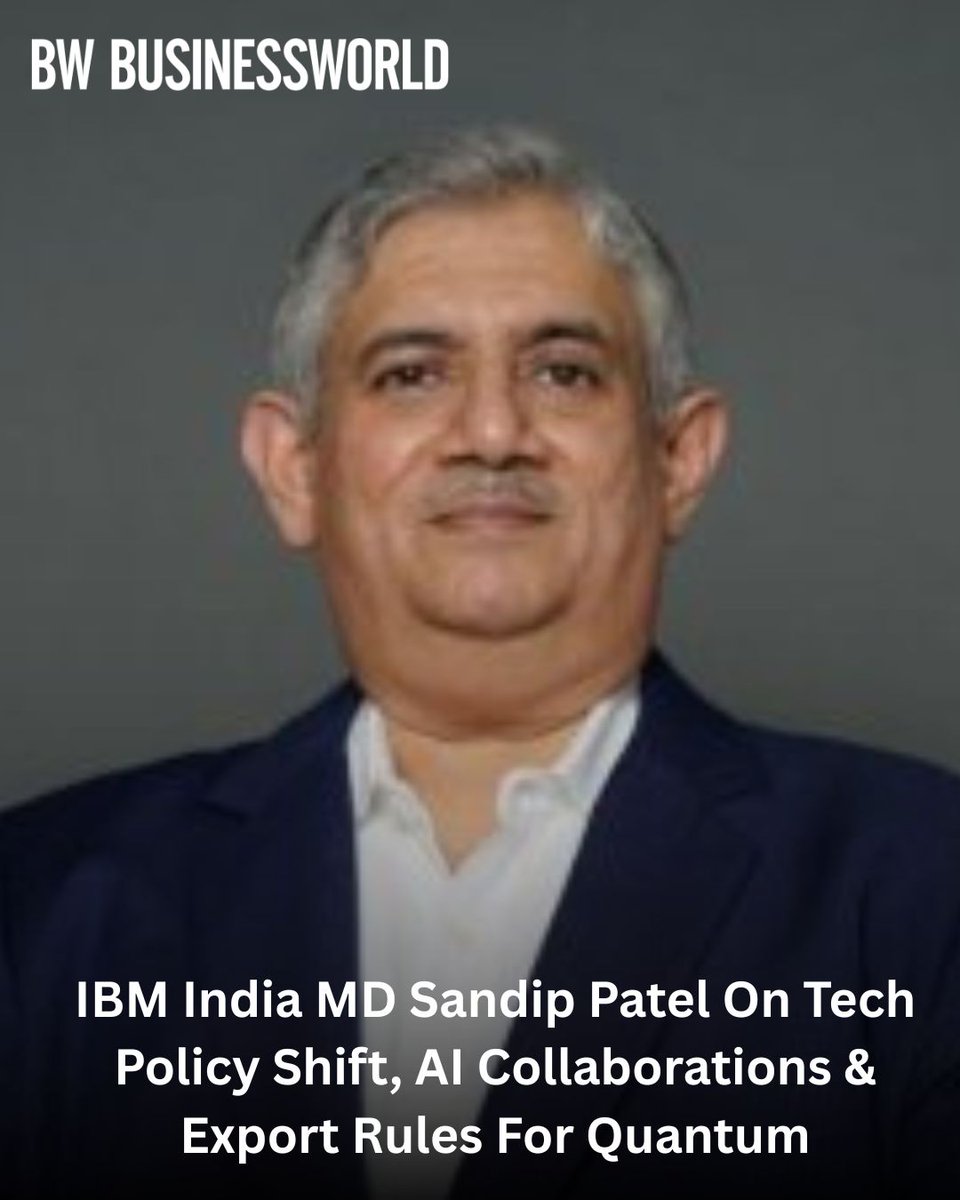 BWBusinessworld's tweet photo. Sandip Patel discusses India's tech policy shift, @IBM 's role in AI, quantum, and semiconductor initiatives, and AI collaboration with BharatGen.

Read More: https://t.co/JrYrN5cIRv

Written by: Rohit Chintapalli

@anuragbatrayo , Noor Fathima Warsia, @tanvieahuja 

#IBMIndia #SandipPatel #TechPolicy #BharatGen #Quantum #AI