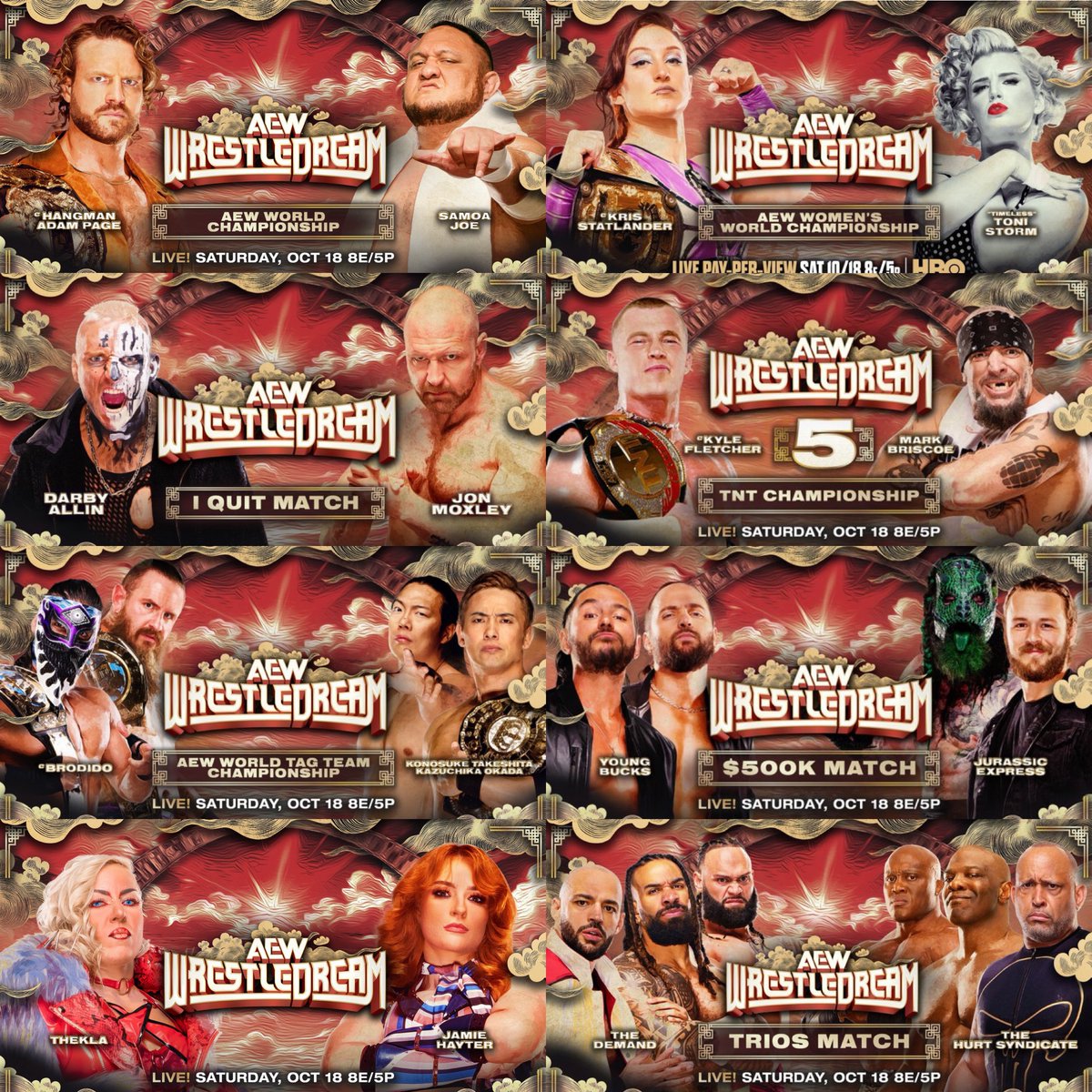 AIRGold_'s tweet image. With no new matches announced, #AEWWrestleDream is currently set to feature just 8 matches