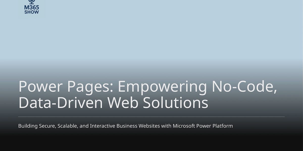 m365show's tweet image. Power Pages: Empowering No-Code, Data-Driven Web Solutions m365.show/p/power-pages-…