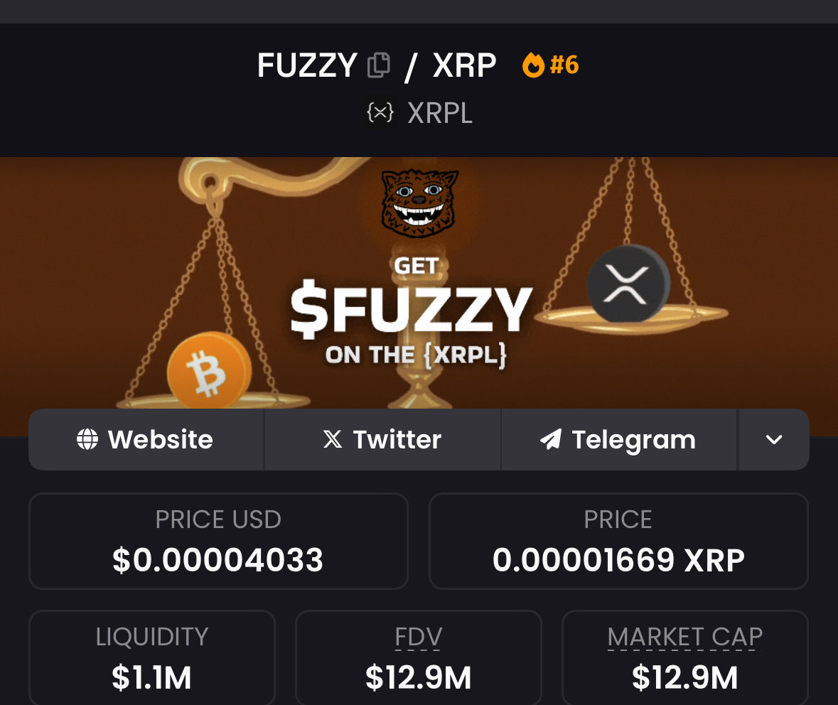 🚨 Stacking $FUZZY (XRPL) 🚨

I’ve come full circle on FUZZY.

I aped early (3% supply), sold on the FUD, walked away because of the BEAR link… then slowly realized what was happening. The memes kept flowing, the culture grew, and most importantly—the dev wallet has never