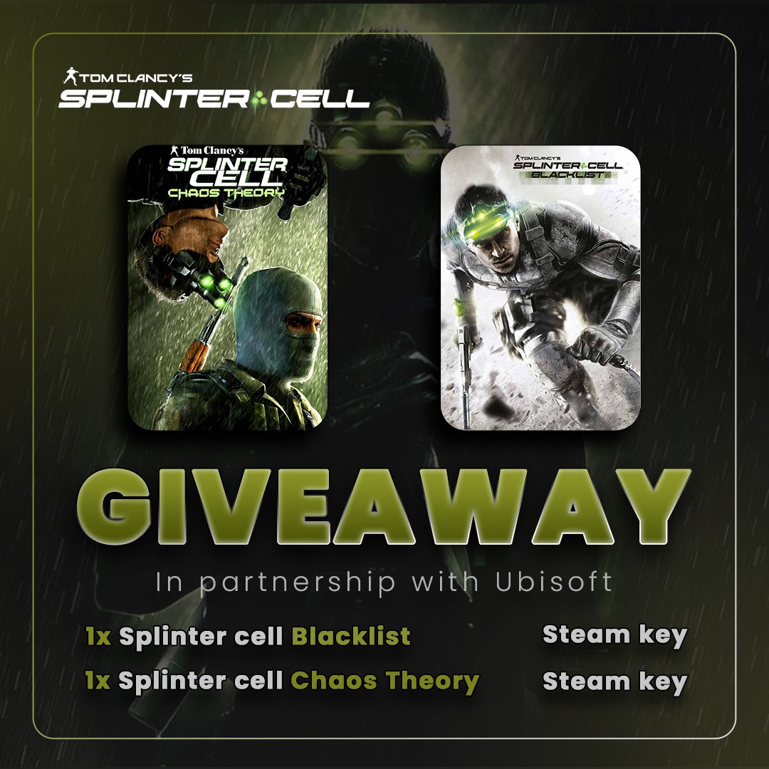 New video just dropped!
Partnered with <a href="/Ubisoft/">Ubisoft</a> for a special giveaway for two Splinter Cell titles 👀
check the video on YouTube and join the giveaway: youtu.be/wG5pwtIuKHQ

#ubisoft #splintercell #SplinterCellDeathwatch #Giveaway #ubisoftpartner