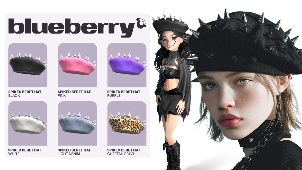WearBlueberry's tweet image. A little rebel, a little runway 🖤 The Spikey Beret Cap just dropped
roblox.com/catalog?Keywor…
#ROBLOX #robloxugc