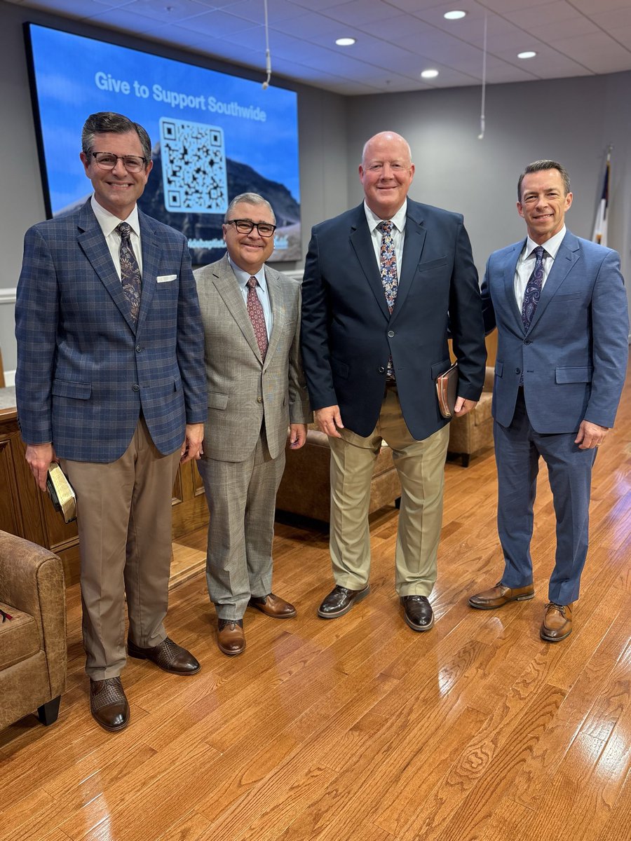 God gave us such a wonderful Southwide Baptist Fellowship this year. I deeply appreciate the way <a href="/KennyKuykendal1/">Kenny Kuykendall</a> and <a href="/scotthooks9/">Scott Hooks</a> moderated the meetings, and we all are grateful for the hospitality of <a href="/KevinBroyhill/">Kevin Broyhill</a> and his people hosting us. Thank you to all of the men who