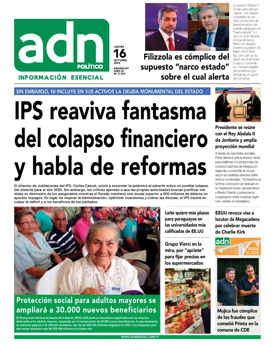 Compartimos la tapa de hoy

Puede leer toda la información ingresando a nuestro sitio web: adndigital.com.py

O recibir las principales noticias en su celular a través del grupo de WhatsApp en el siguiente enlace: chat.whatsapp.com/IDjsLtC8INU8b4…