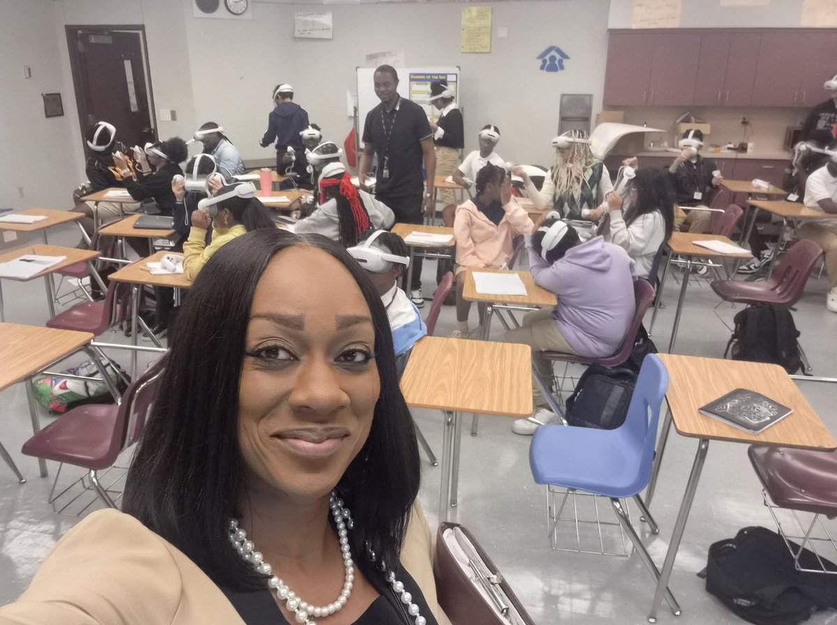 Ms_Pinckney's tweet image. Classroom visits on my first day as Assistant Principal!  So thrilled to see VR prisms bringing math to life! This is what engaged learning looks like. #FirstDayVibes #LLMS_Vikings #Browardschools #bcpscentral #MathInAction #EdTech
