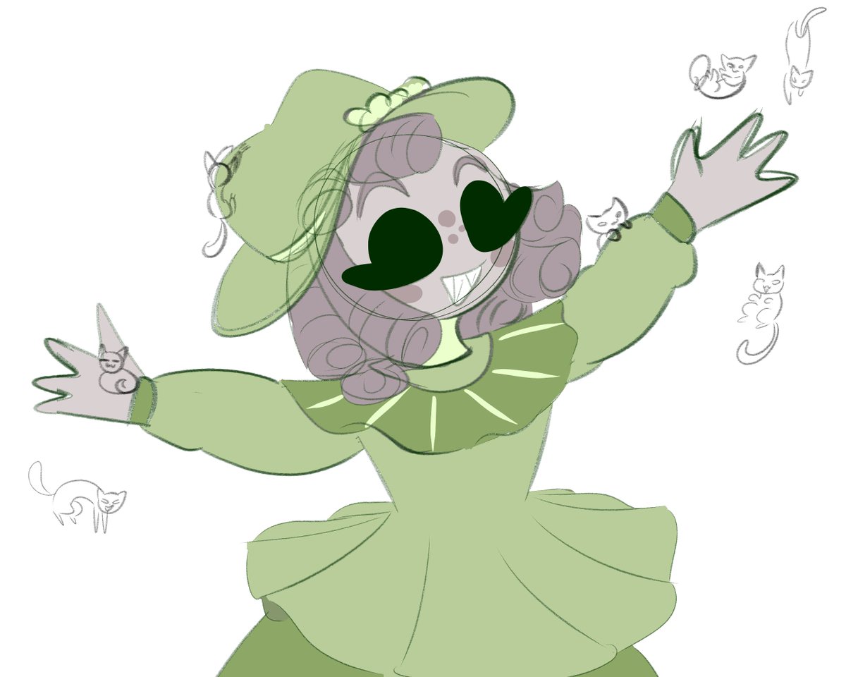 DarkneyF's tweet photo. Our cannibals with a friend + Rosie.
Petrine is Rosie's servant and is in love with her.
Rosemary (the little girl), Rosie is her nanny.

Rosemary's superpower is to create tiny cannibal kittens.

#HazbinHotelOC #Cannibal #hazbinhotelrosie #Roleplay https://t.co/OPp61aiG3Q