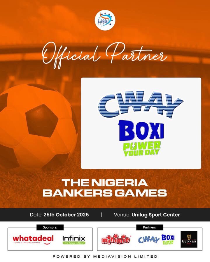 We’re glad to welcome @boxiglucosedrink an official partner of the Nigeria Bankers Games 2025!!

Staying hydrated never felt this good😎

#cway #sponsors #nbg2025 #NigeriaBankersGames #sports #football