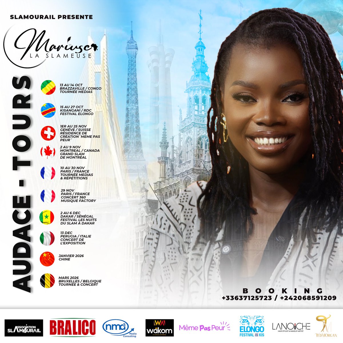 🚨ANNONCE TOURNÉE🚨

SUR LES CHEMINS DE L’AUDACE,  
Stylo à là main…
Espoir sur le coeur inondé de vers…
On fait nos valises pour aller oser les impossibles!

Prends ton ticket pour le concert de Paris👇🏾

shotgun.live/fr/events/mari…

#AUDACETOURS #Mariusca #slam #slameuse #Retweet