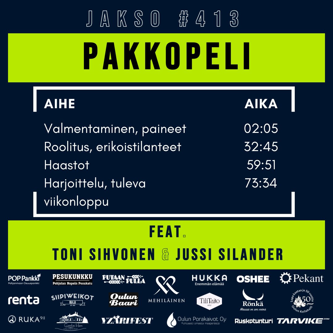 Röngän voimajakson studiovieraina Kärppien valmennustiimistä Toni Sihvonen ja Jussi Silander, joiden kanssa keskusteltiin valmentamisesta, paineista, erikoistilanteista, roolituksesta ja haastoista.

open.spotify.com/episode/6YRoQA…

#Kärpät #Liiga