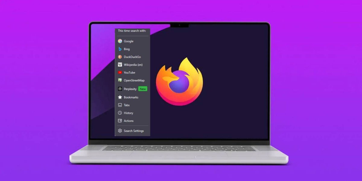 ul131web's tweet image. Firefox officially adds Perplexity as a search engine option on the desktop #Perplexity #Firefox