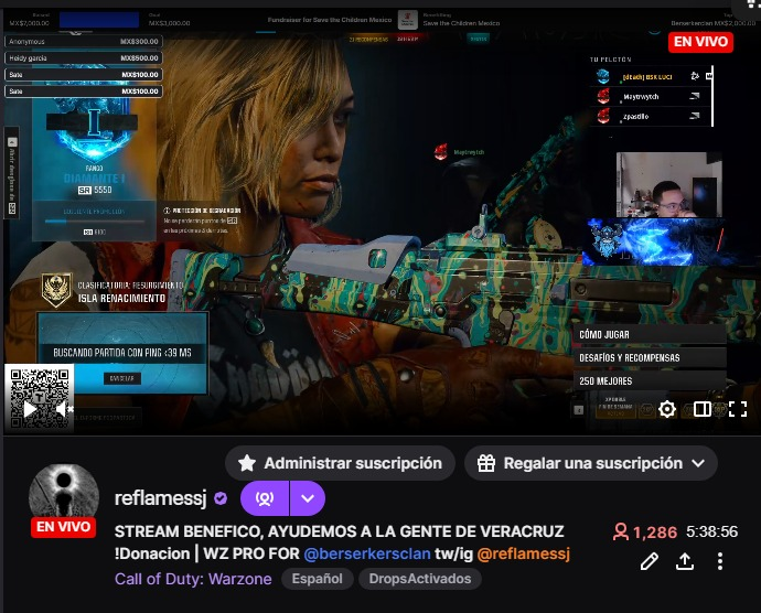 Muchas gracias a toda la gente que se paso a donar un poquito para la causa, alcanzamos 1300 viewrs y un total de 10,628MXN donados para la gente que se inundo en Veracruz.
Todo se fue directo al paypal de <a href="/SaveChildrenMx/">SavetheChildrenMx</a>, Síganlos y sigan apoyando la causa. 🙏❤️ SO <a href="/BSKCLAN_/">Berserker</a>  ❤️