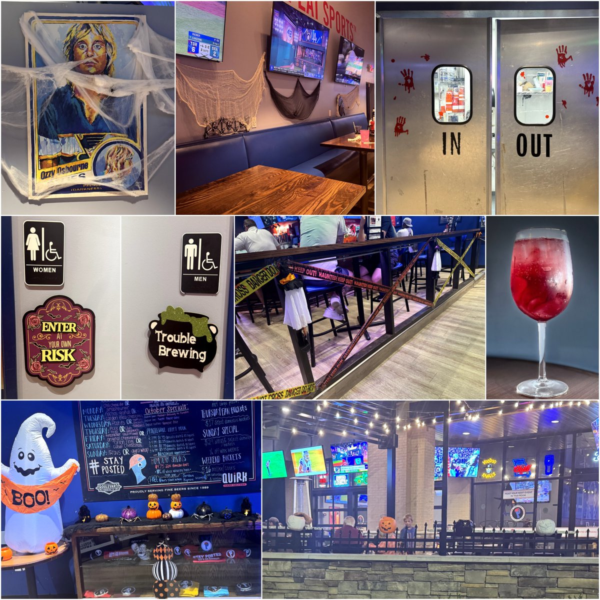 🎃 Decked out for the holiday @ our Lake St. Louis location! 🤗

🍹Post Up all October long w/ our monthly features including our 🧛‍♂️ Vampire Bite🩸cocktail pictured! 📸💀 ow.ly/OuXF50Xcbj1🪦#StayPosted