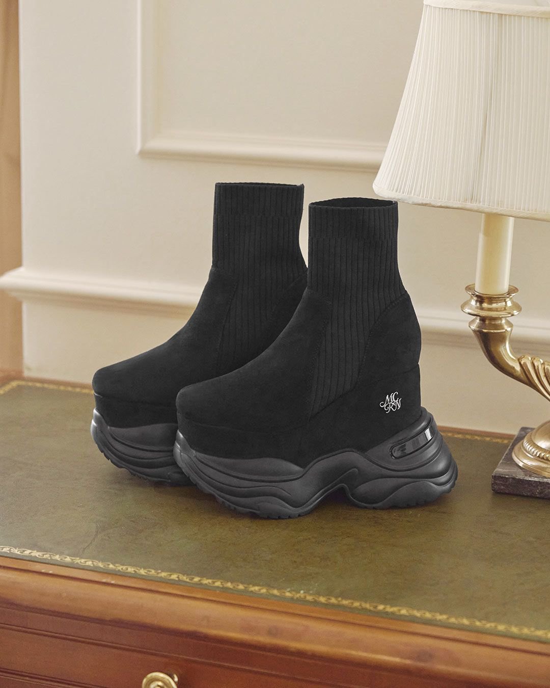 ミシェルマカロン ソックスライク厚底ブーツ ミシェルマカロン