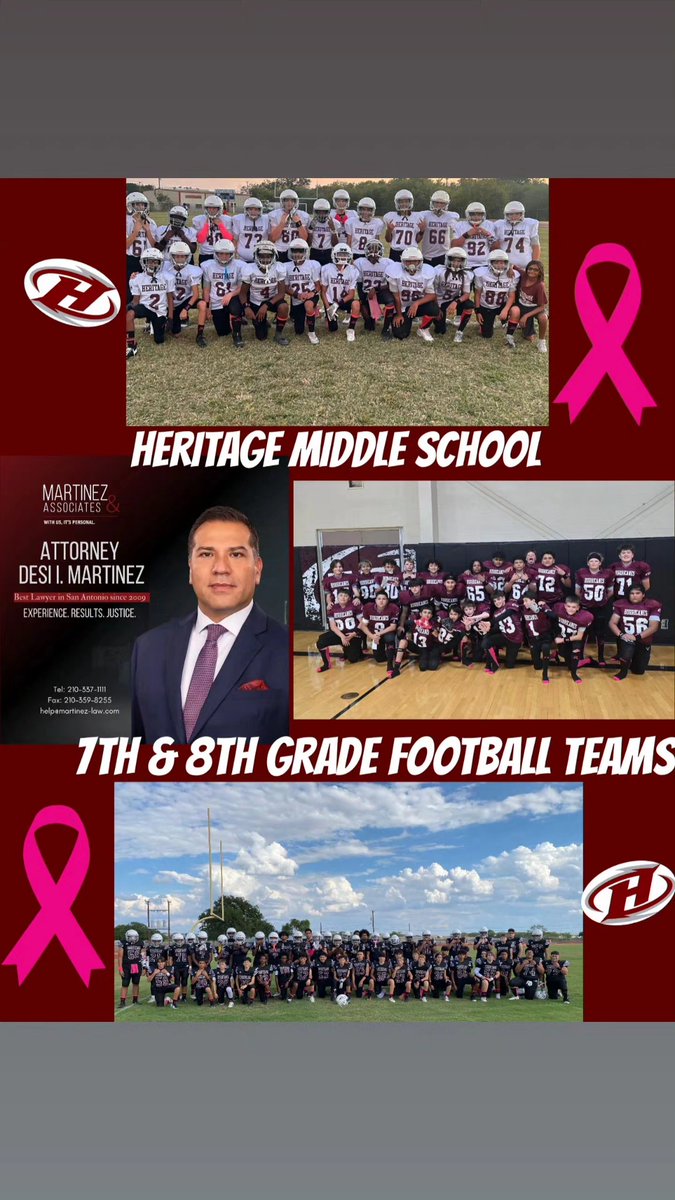 The Hurricane football athletes, coaches and parents say thank you Desi I. Martinez for giving back to ECISD by sponsoring our 7th and 8th grade football teams. 155 of our young men received custom breast cancer socks,sweat wristbands and helmet decals. #BreastCancerAwareness