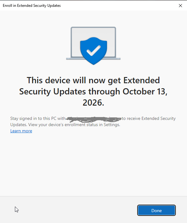 Ok, ESU up and running on my Windows 10.