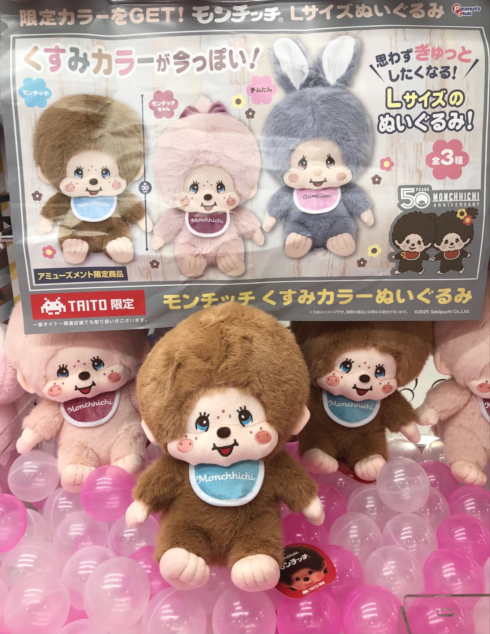 ⑩ モンチッチ　くすみカラーぬいぐるみ　全3種セット　タイトー限定 ⑩ モンチッチ くすみカラーぬいぐるみ 全3種セット タイトー