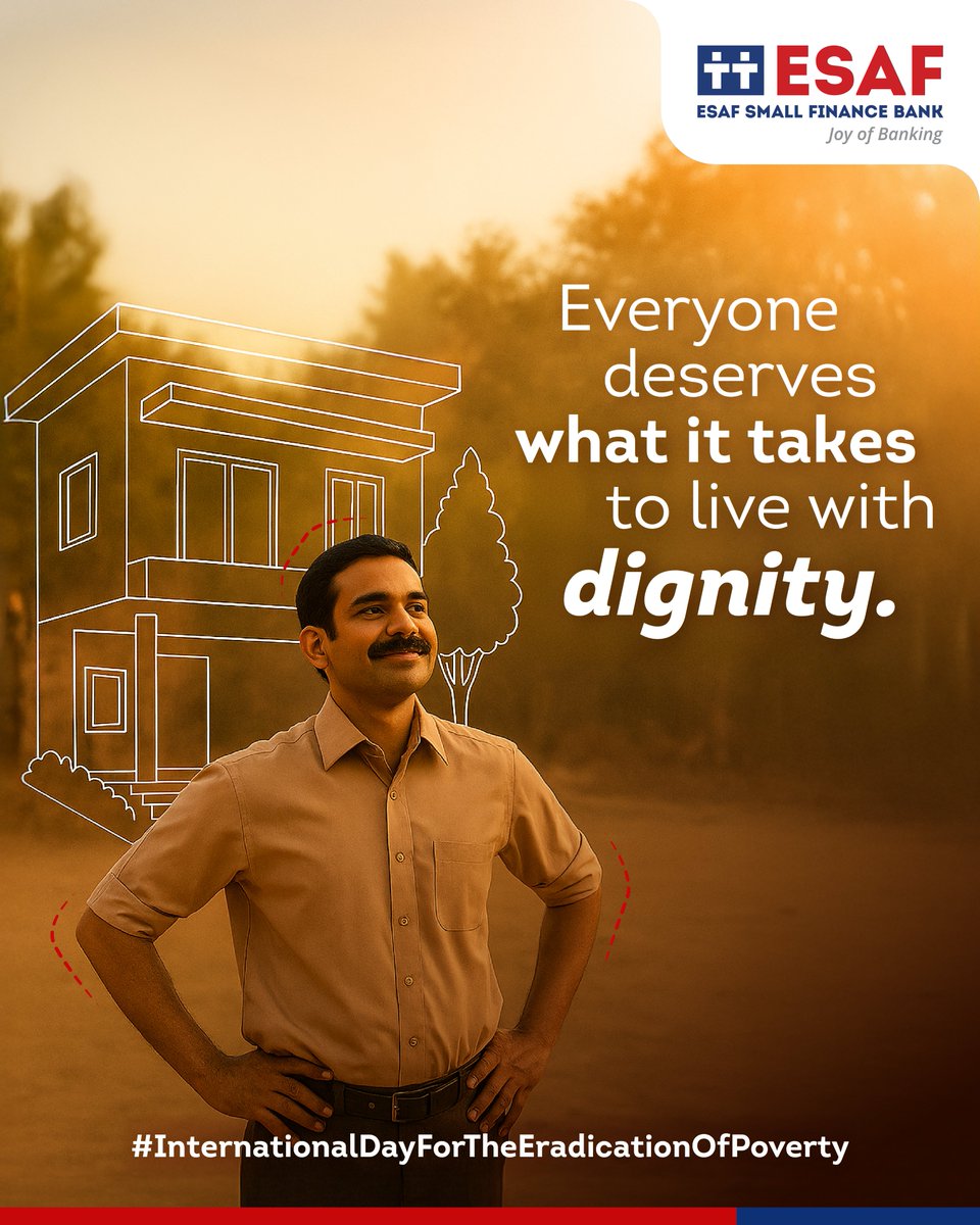 Respect is the foundation on which true progress stands.
At ESAF, we don’t just create access — we create belonging.We believe that when people are treated with dignity and equality, poverty loses its power.

#InternationalDayForTheEradicationOfPoverty #ESAF #JoyOfBanking