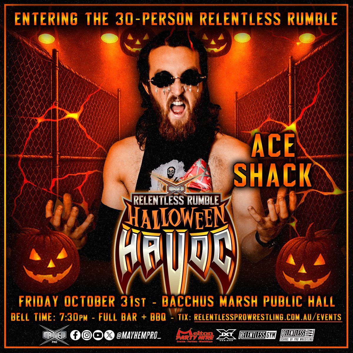 ‼️Relentless Rumble Entrants‼️

2 High Flyer's enter the mix!

The King of Colac Champion Sketch!
&amp;
The always impressive Ace Shack

📅Fri Oct 31
📍Bacchus Marsh Public Hall
🔔7:30pm 
🎟️relentlessprowrestling.com.au/events