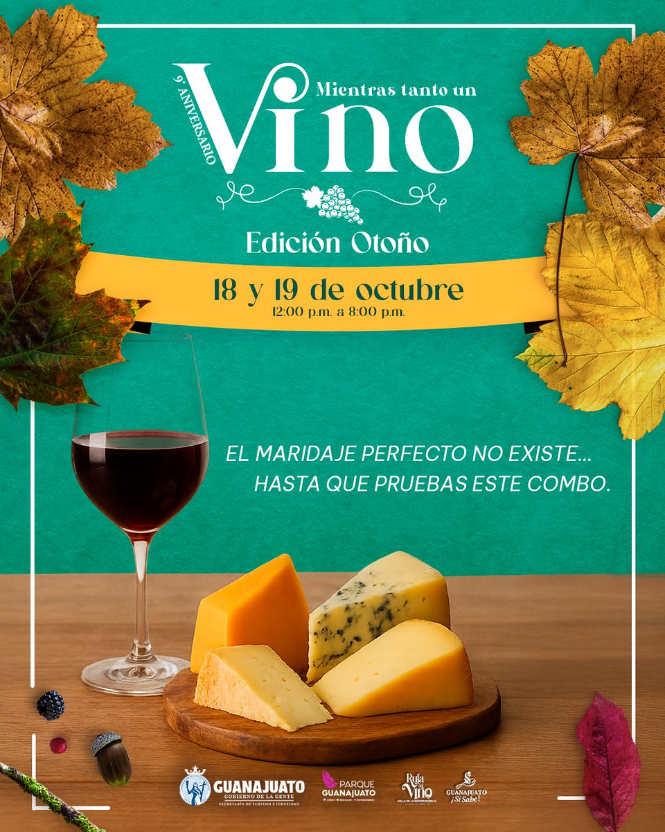 🍷✨ El maridaje perfecto no existe… hasta que lo pruebas en Mientras Tanto un Vino.

Celebra el otoño en familia o con amig@s este 18 y 19 de octubre en📍Parque Guanajuato Bicentenario. 

🎃 Tu acceso incluye la entrada al Festival de Calabazas.
🎟 $120 general