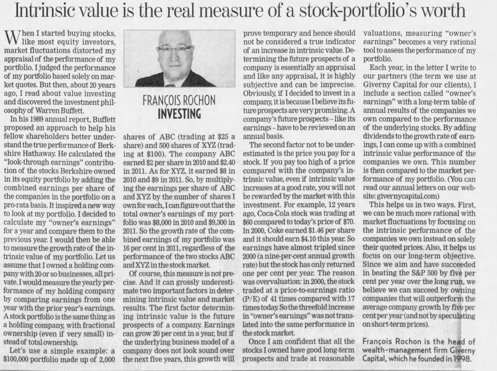 Intrinsic value is the true value of a portfolio: