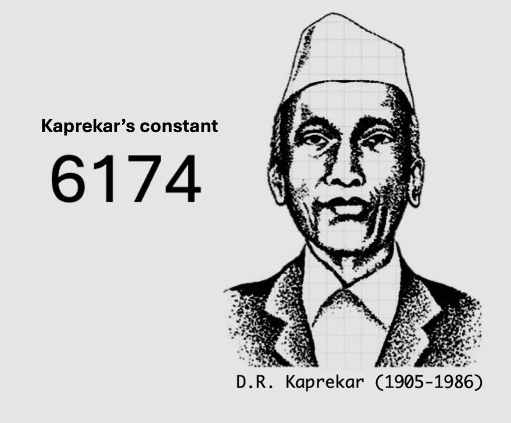 TheMathFlow's tweet image. You must know about 1729. 
But, do you know about 6174?
The number 6174 is called the Kaprekar Constant and is named after Dattathreya Ramchandra Kaprekar.
It is associated with a specific iterative process applied to four-digit numbers (with at least two distinct digits).…