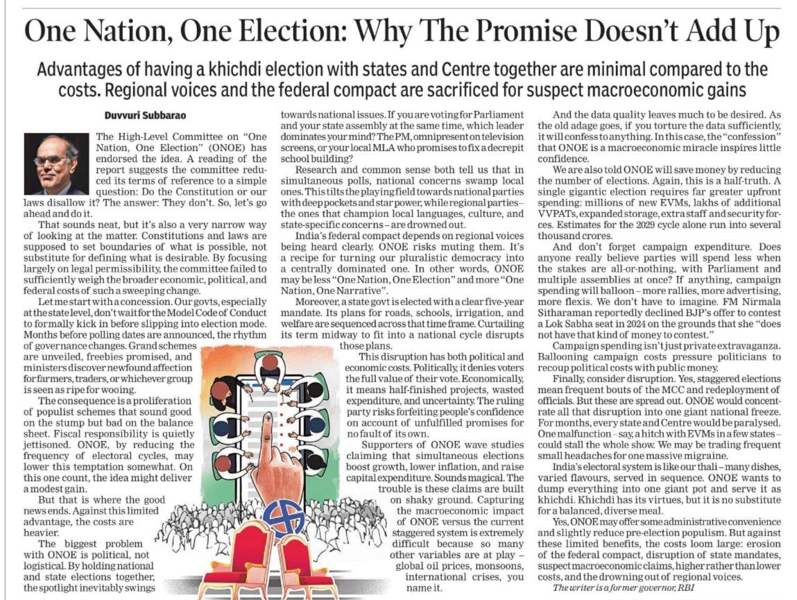 D Subbarao rips apart the ONOE report in a clinical manner. Worth a read.