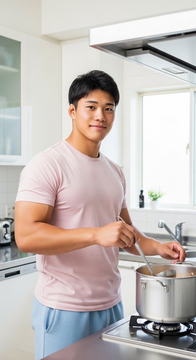 キッチン男子。

#AI男子 #aiboy