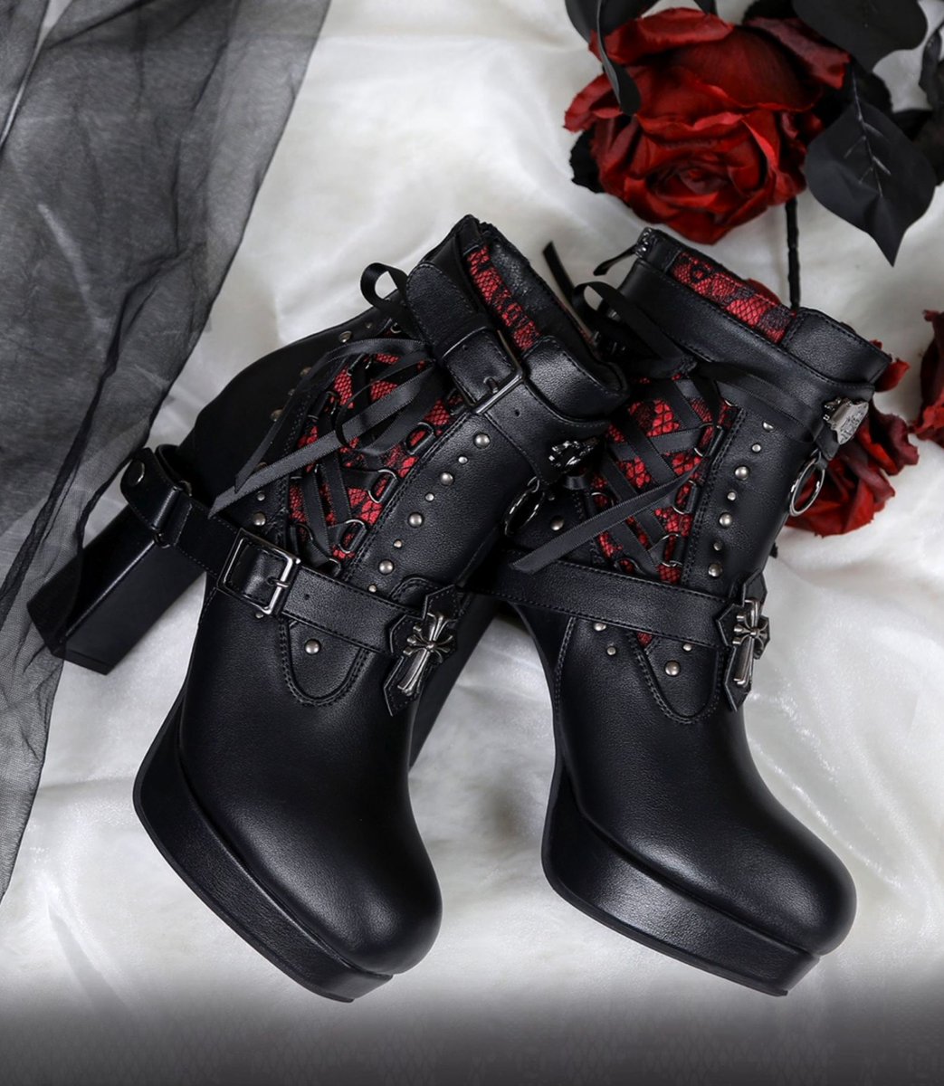 🥀🖤ゴシックブラッドレースブーツ🖤🥀