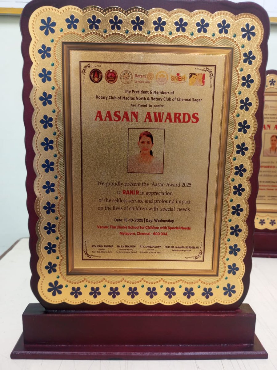WORTHTrust63's tweet photo. Ms. Rani R, Special Educator, WORTH Day Activity Centre for the Intellectually Challenged received the Aasan Award in recognition of your exemplary dedication and commitment in teaching, that has improved the quality of education and enriched the lives of students. https://t.co/R8PpRfBZQD